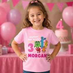 Numberblocks Personalized Name & Age Pink Shirt